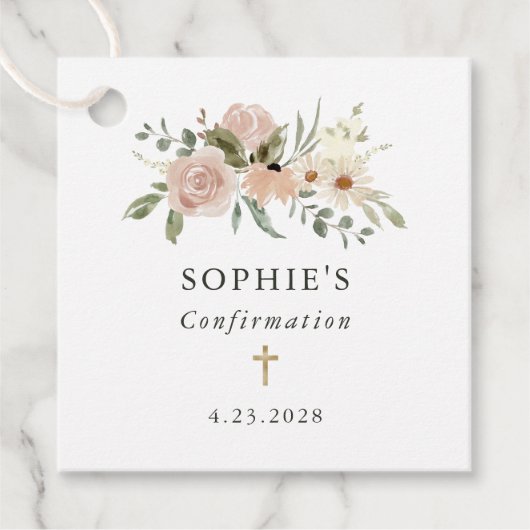 Einfache neutrale Blume | Konfirmation Geschenkanhänger (Vorderseite)