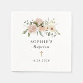 Einfache neutrale Blume | Taufe Serviette (Vorderseite)