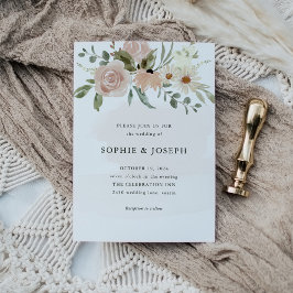 Einfache neutrale Boho-Blume | Hochzeit Einladung