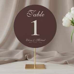 Einfache neutrale braune Hochzeitstisch-Nummer Feiertagskarte