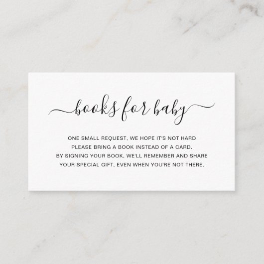 Einfache neutrale Bücher für Babydusche Begleitkarte (Vorderseite)
