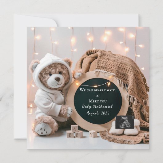 Einfache neutrale digitale Schwangerschaftsankündi Einladung (Vorderseite)