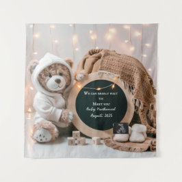 Einfache neutrale digitale Schwangerschaftsankündi Wandteppich