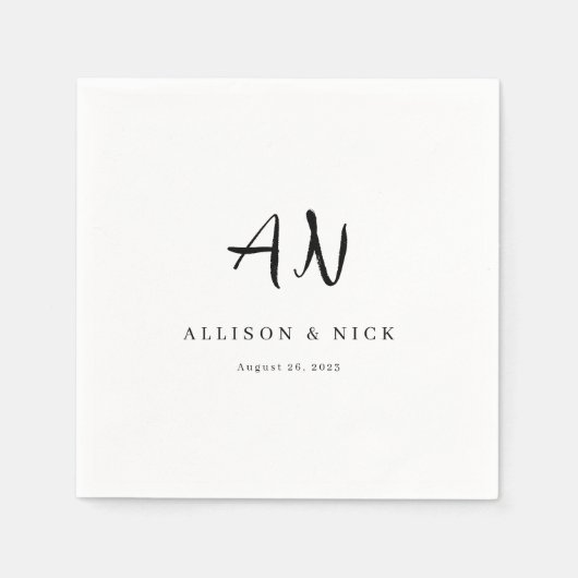 Einfache neutrale Monogramm-Hochzeit Napkins Serviette (Vorderseite)