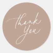 Einfache neutrale Tan-Kalligrafie-Skript Vielen Da Runder Aufkleber (Vorderseite)
