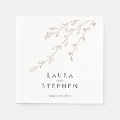 Einfache neutrale weiße Botanische Hochzeit Napkin Serviette (Vorderseite)