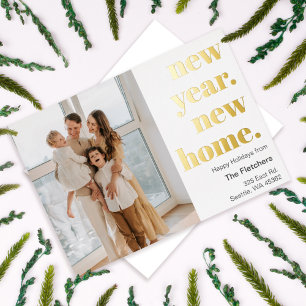 Einfache New Year New Zuhause Moving Foto Holiday Folien Feiertagskarte