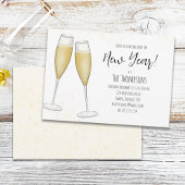 Einfache New Years Party Champagne Einladung