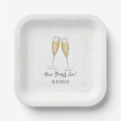 Einfache New Years Party Champagner Wasserfarbe Go Pappteller (Vorderseite)