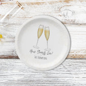 Einfache New Years Party Champagner Wasserfarbe Go Pappteller