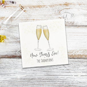 Einfache New Years Party Champagner Wasserfarbe Go Serviette