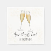Einfache New Years Party Champagner Wasserfarbe Go Serviette (Vorderseite)