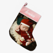 Einfache Niedlich Baby's First Christmas 1 Foto Großer Weihnachtsstrumpf (Vorderansicht (hängend))