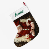 Einfache Niedlich Baby's First Christmas 1 Foto Großer Weihnachtsstrumpf (Rückseite (Hängend))