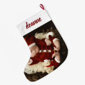 Einfache Niedlich Baby's First Christmas 1 Foto Großer Weihnachtsstrumpf (Rückseite (Hängend))