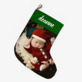 Einfache Niedlich Baby's First Christmas 1 Foto Großer Weihnachtsstrumpf (Vorderansicht (hängend))