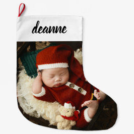 Einfache Niedlich Baby's First Christmas 1 Foto Großer Weihnachtsstrumpf