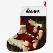 Einfache Niedlich Baby's First Christmas 1 Foto Großer Weihnachtsstrumpf (Rückseite)