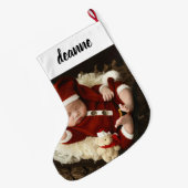 Einfache Niedlich Baby's First Christmas 1 Foto Großer Weihnachtsstrumpf (Rückseite (Hängend))