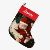 Einfache Niedlich Baby's First Christmas 1 Foto Großer Weihnachtsstrumpf (Vorderansicht (hängend))