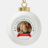 Einfache Niedlich Baby's First Christmas Individue Keramik Kugel-Ornament (Vorderseite)