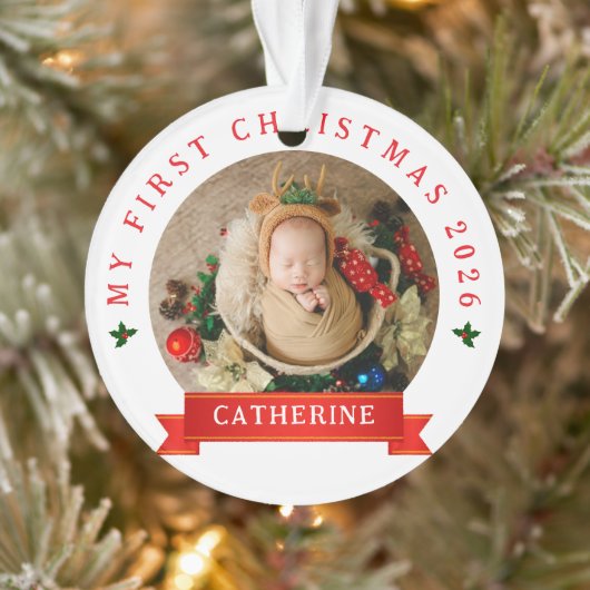 Einfache Niedlich Baby's First Christmas Individue Ornament (Baum)