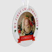 Einfache Niedlich Baby's First Christmas Individue Ornament (Vorderseite)