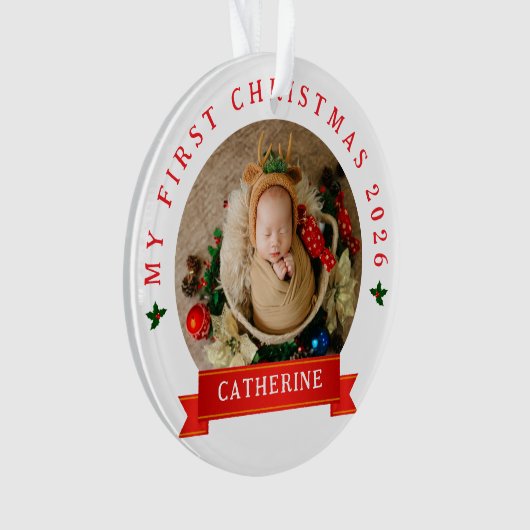 Einfache Niedlich Baby's First Christmas Individue Ornament (Vorderseite)