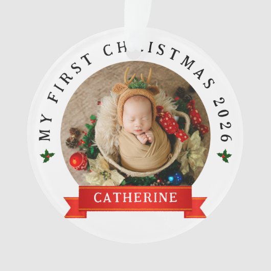 Einfache Niedlich Baby's First Christmas Individue Ornament (Vorderseite)