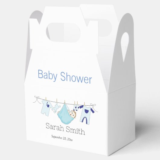 Einfache Niedlich Blue Boy Clothesline Baby Dusche Geschenkschachtel (Geöffnet)