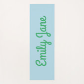 Einfache Niedlich Blue Green Script Personalisiert Yogamatte (Vorderseite)