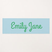 Einfache Niedlich Blue Green Script Personalisiert Yogamatte (Vorderseite (Horizontal))