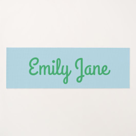 Einfache Niedlich Blue Green Script Personalisiert Yogamatte (Vorderseite (Horizontal))