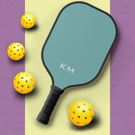 Einfache Niedlich Blue Monogram Initials Pickleball Schläger