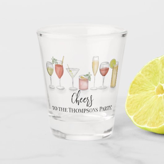 Einfache Niedlich Cheers Whimsical Cocktail Drinks Schnapsglas (Vorderseite)