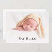Einfache Niedlich Hello Baby Custom Foto Neugebore Ankündigung (Vorne/Hinten)