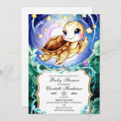 Einfache Niedlich Turtle Baby Dusche Einladung (Vorne/Hinten)