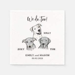 Einfache Niedliche 3 Hunde Haustiere Hochzeit von  Serviette