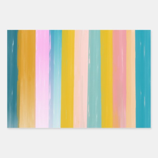 Einfache Niedliche Abstrakte Wasserfarben Streifen Geschenkpapier Set (Vorderseite 2)