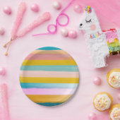 Einfache Niedliche Abstrakte Wasserfarben Streifen Pappteller (Party)