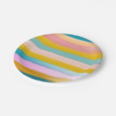 Einfache Niedliche Abstrakte Wasserfarben Streifen Pappteller (Schrägansicht)
