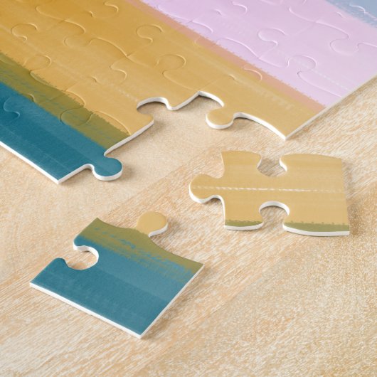 Einfache Niedliche Abstrakte Wasserfarben Streifen Puzzle (Seite)