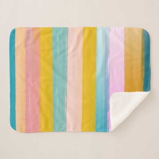 Einfache Niedliche Abstrakte Wasserfarben Streifen Sherpadecke (Vorderseite (Horizontal))