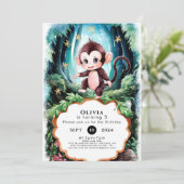 Einfache Niedliche Affengeburt Einladung (Stehend Vorderseite)