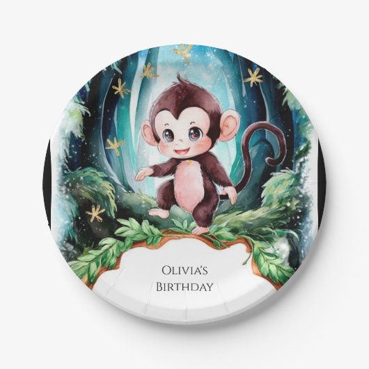 Einfache Niedliche Affengeburt Pappteller (Vorderseite)