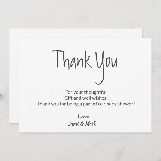 Einfache Niedliche Babydusche Danke Karte (Vorne/Hinten)