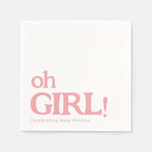 Einfache Niedliche Babydusche Pink Oh Girl Serviette (Vorderseite)