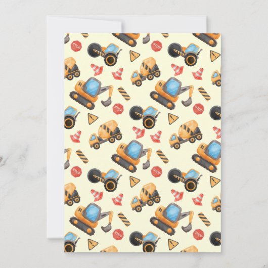 Einfache niedliche Baukastenwagen Kinder 1. Geburt Einladung (Rückseite)