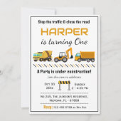 Einfache niedliche Baukastenwagen Kinder 1. Geburt Einladung (Vorderseite)