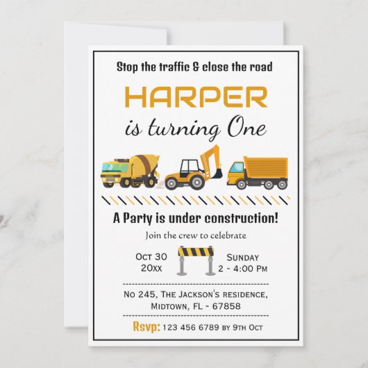 Einfache niedliche Baukastenwagen Kinder 1. Geburt Einladung (Vorderseite)